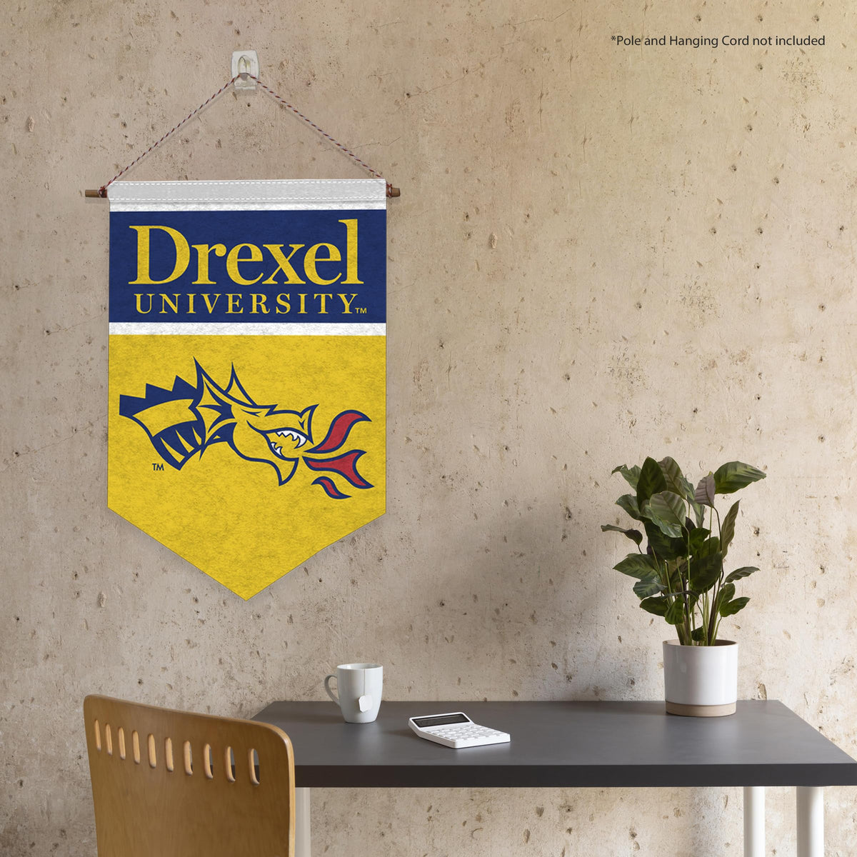 AGAS Mini Drexel DU University Logo Wall Hanging Triangle Felt Banner 12X18 inches - with 1" Pole Sleeve