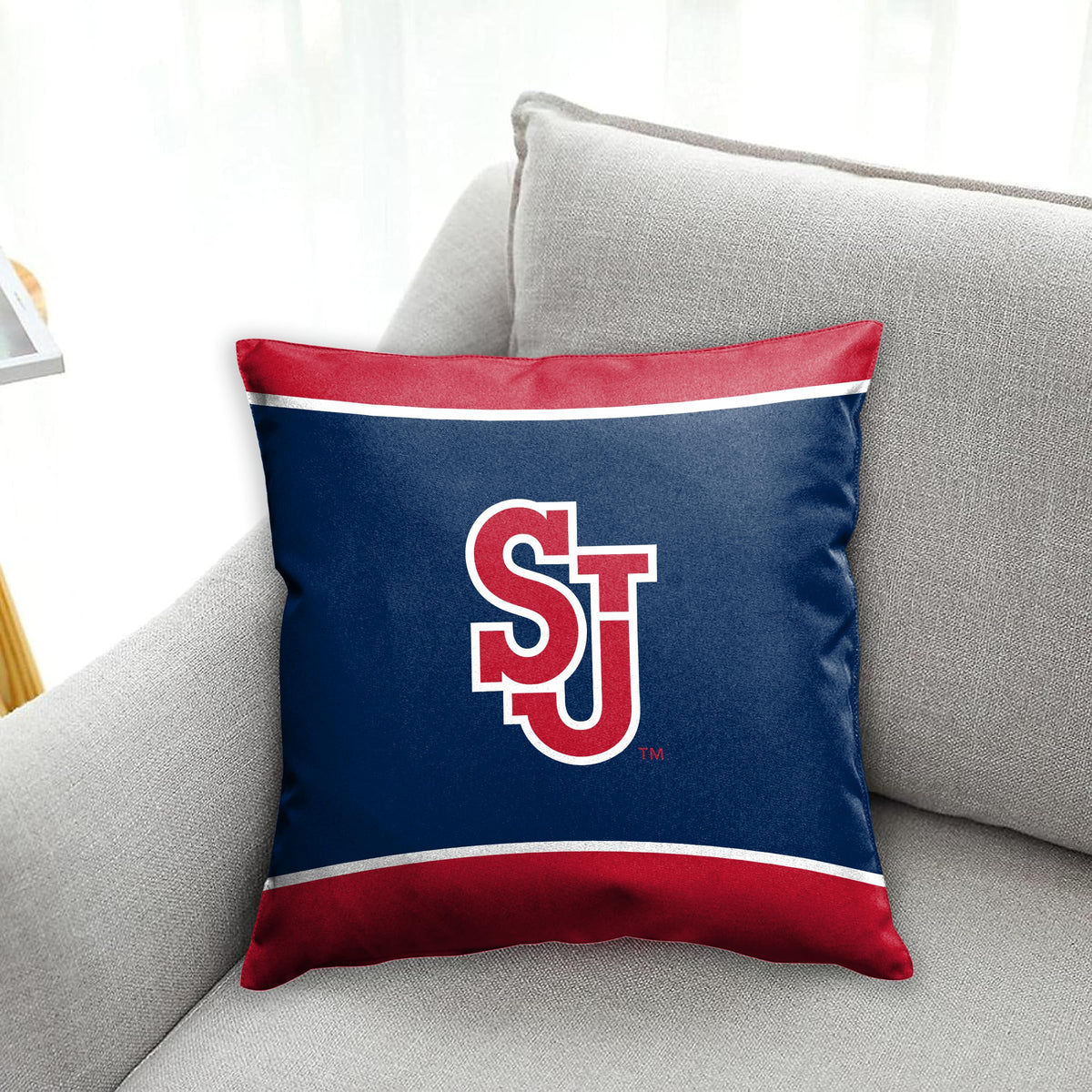 AGAS St. John's University Cushion Cover 18 x 18 inch – Printed Spun Polyester SJU Red Storm Logo Design – Official NCAA Red Storm Product – Pillow Cover with 16 inch Zipper Closure