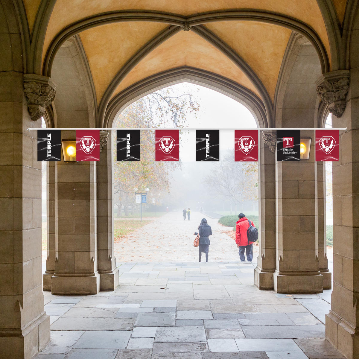 AGAS Temple Owls Text and Owl Logo Rectangle Pennant Banner String 9 x 12 inch – 30 ft Flags – Single Sided Printed 9 Mil Poly – Officially Licensed NCAA Product – Temple University Party Banner with 18 Pennants
