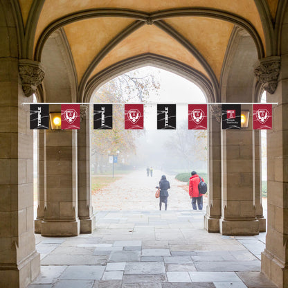 AGAS Temple Owls Text and Owl Logo Rectangle Pennant Banner String 9 x 12 inch – 30 ft Flags – Single Sided Printed 9 Mil Poly – Officially Licensed NCAA Product – Temple University Party Banner with 18 Pennants
