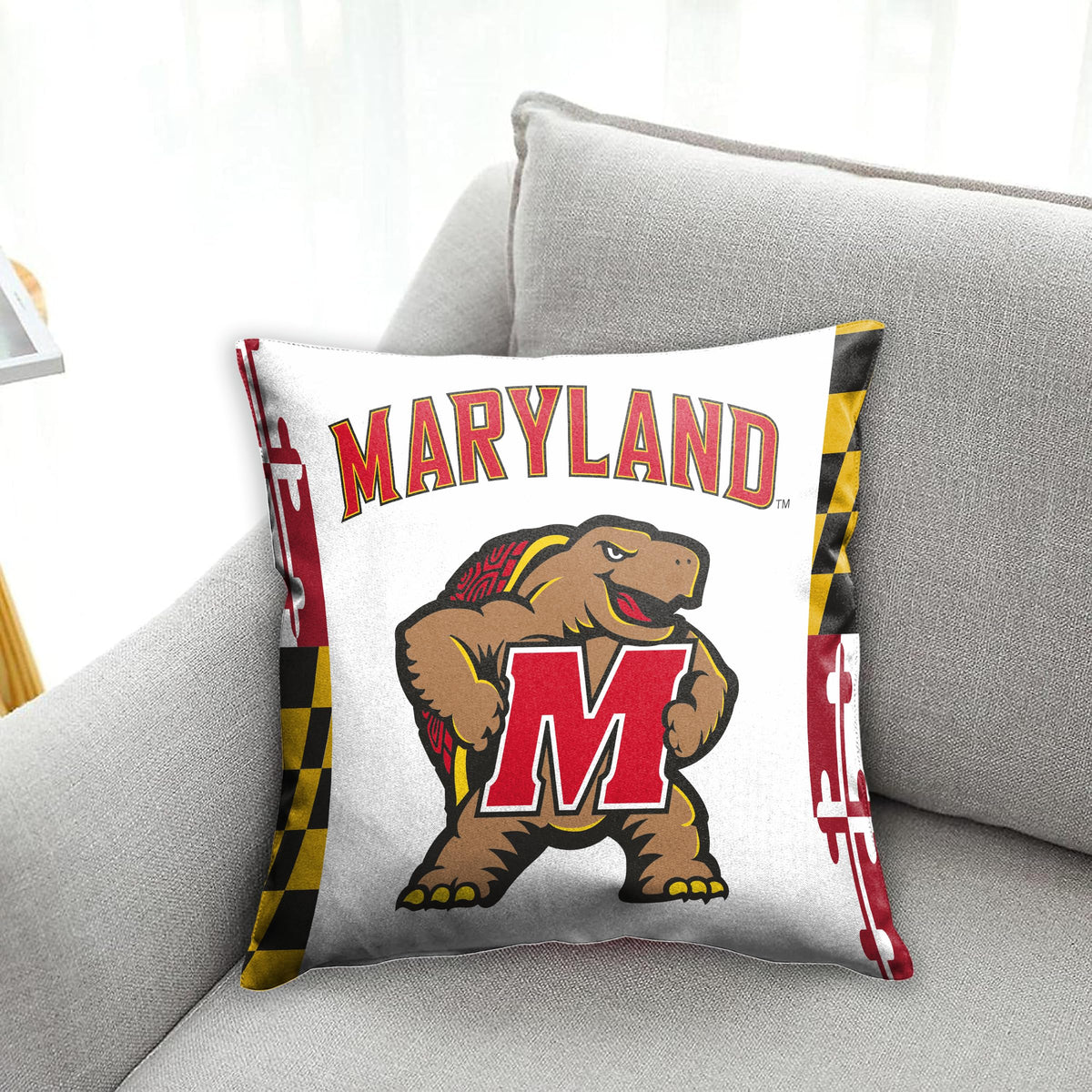 Maryland UMD University Sports Fan Cushion Cover 18 x 18 - Decorative Throw Pillow Case Cushion Cover (NOT Included Insert, Filler)