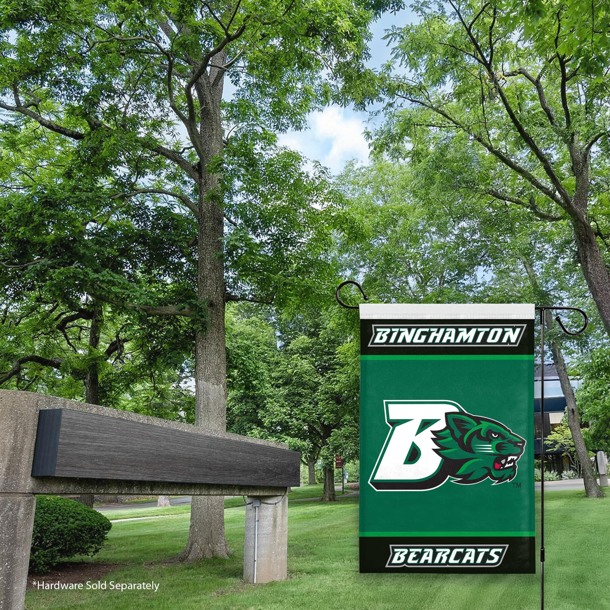 AGAS Binghamton University Garden Flag 12 x 18 inch – Single Sided Printed Polyester BU Bearcats Logo Design – Official NCAA Binghamton Bearcats Flag – Outdoor Display with Canvas Sleeve and Reinforced Stitching (Without Pole)