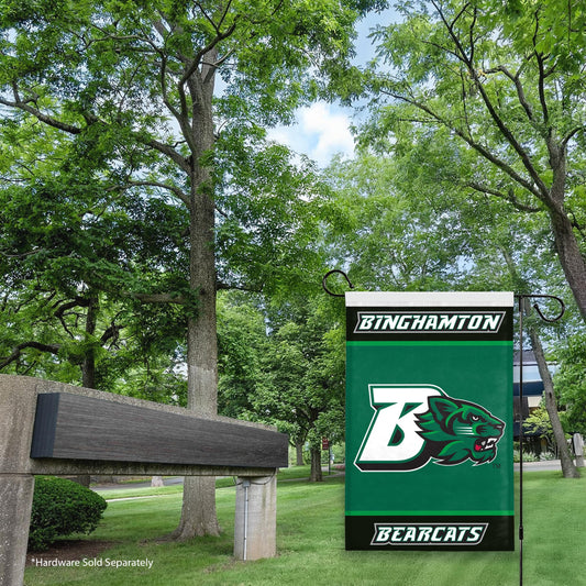 AGAS Binghamton University Garden Flag 12 x 18 inch – Single Sided Printed Polyester BU Bearcats Logo Design – Official NCAA Binghamton Bearcats Flag – Outdoor Display with Canvas Sleeve and Reinforced Stitching (Without Pole)