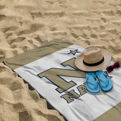 Navy Shipmen Large Beach Towel – 30" x 60" - Officially Licensed USA Naval Academy Merchandise - Unisex-Adult Microfiber Beach Poll Lounging Towel N Navy Towel