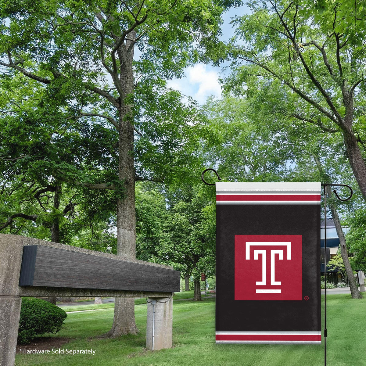 AGAS Temple University T Logo Garden Flag 12 x 18 inch – Single Sided Printed Polyester with Bleed Through – Officially Licensed NCAA Product – Temple Owls Outdoor Flag with 1 inch Canvas Sleeve and Reinforced Stitching - No Pole Included