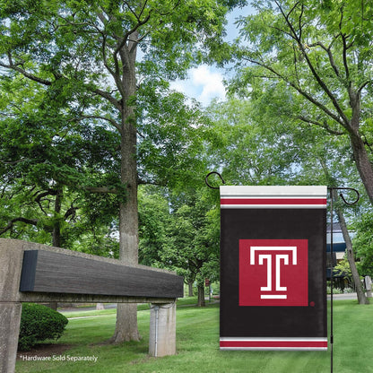 AGAS Temple University T Logo Garden Flag 12 x 18 inch – Single Sided Printed Polyester with Bleed Through – Officially Licensed NCAA Product – Temple Owls Outdoor Flag with 1 inch Canvas Sleeve and Reinforced Stitching - No Pole Included