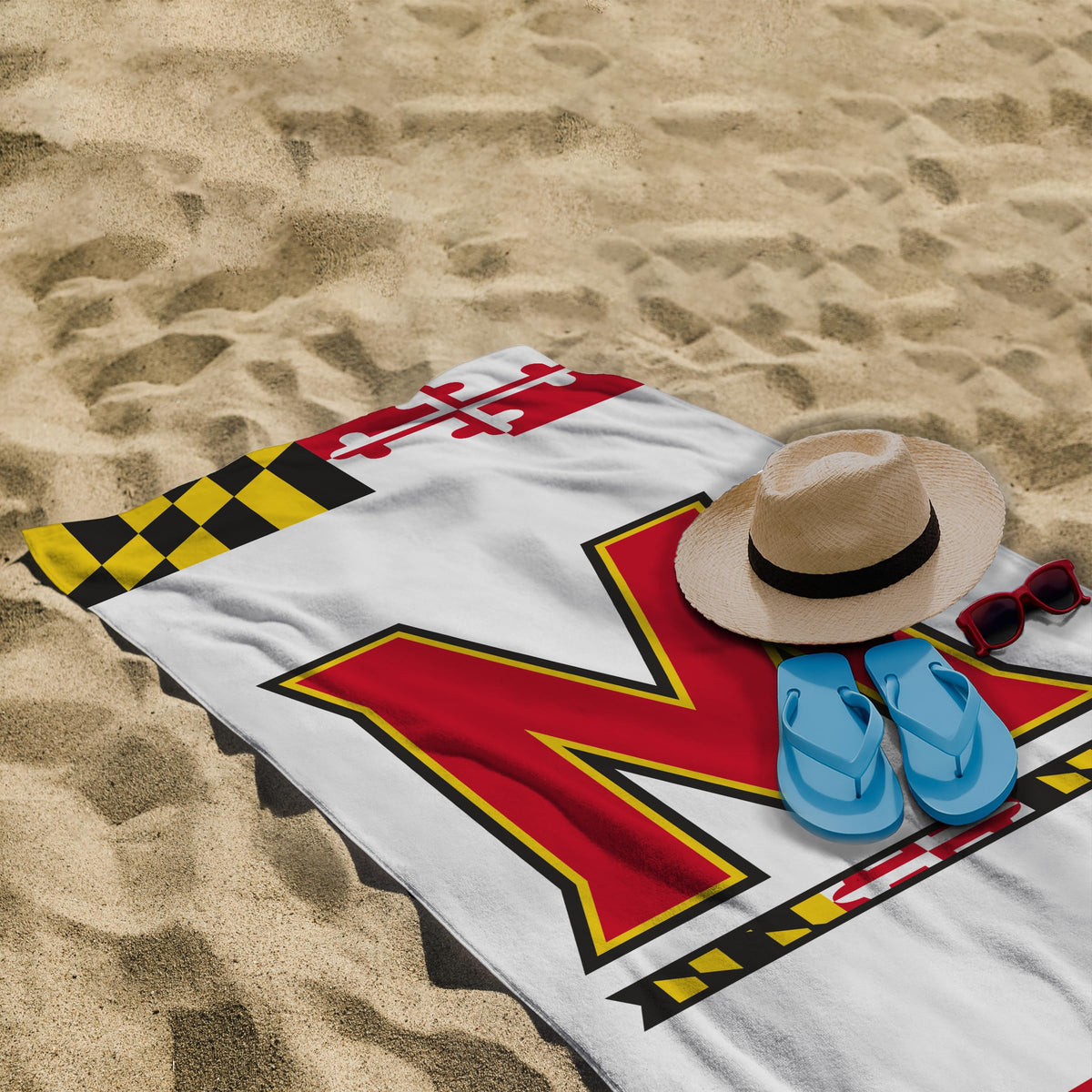 A.G.A.S Manufacturing Group Maryland UMD University Large Beach Towel – 30" x 60" - Maryland Merch- Unisex- Microfiber Beach Poll Lounging Towel