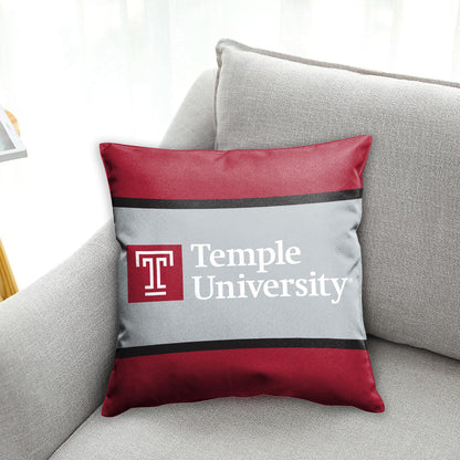 AGAS Temple University T Logo and Text Cushion Cover 18 x 18 inch – Single Sided Printed Spun Polyester – Officially Licensed NCAA Product – Temple Owls Pillow Cover with 16 inch Zipper Closure