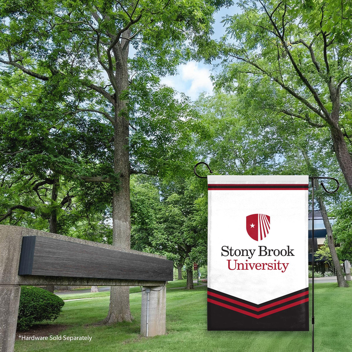 AGAS Stony Brook University Garden Flag 12 x 18 inch – Single Sided Printed Polyester Stony Brook Seawolves Design – Official NCAA SBU Product – Outdoor Display with Canvas Sleeve and Reinforced Stitching - Without Pole