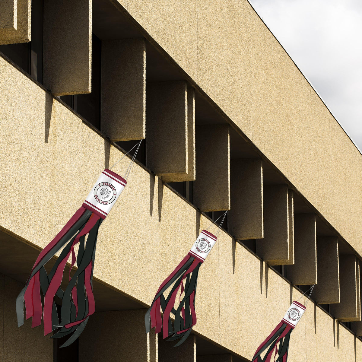 AGAS Fordham University Windsock 30 x 5.5 inch – Single Sided Printed Polyester Fordham Rams Wind sock Bronx Built Design – Official NCAA Product – Ford ham University Windsock with Hanging Clip and Red White Streamers